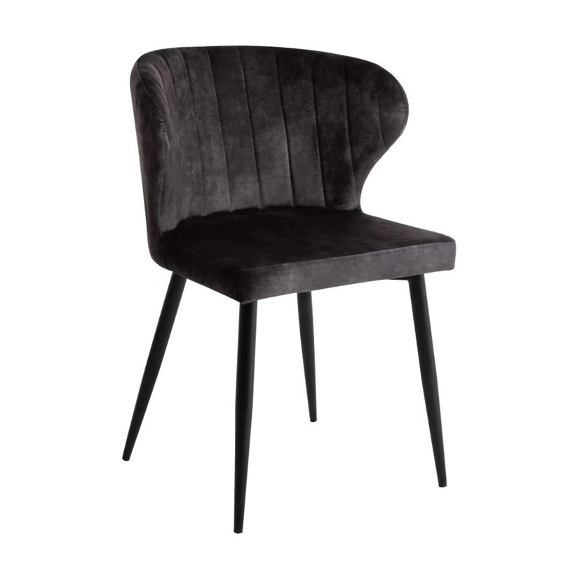 Velvet Dining Chairs with Black Powdered Coated Metal Legs