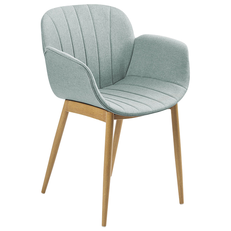 Dining Room Chairs Fabric Cover with Armrests Metal Legs Retro
