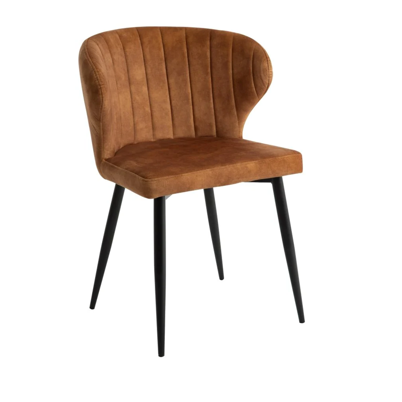 Velvet Dining Chairs with Black Powdered Coated Metal Legs