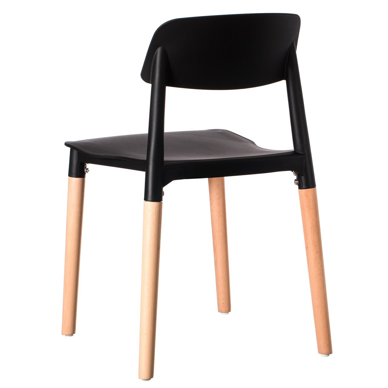 Modern Plastic Chair Open Back with Wood Legs