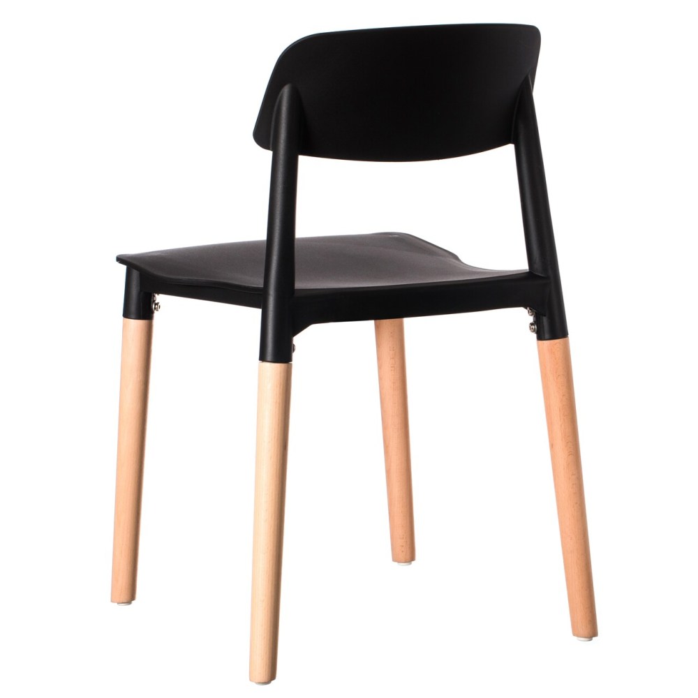 Modern Plastic Chair Open Back with Wood Legs