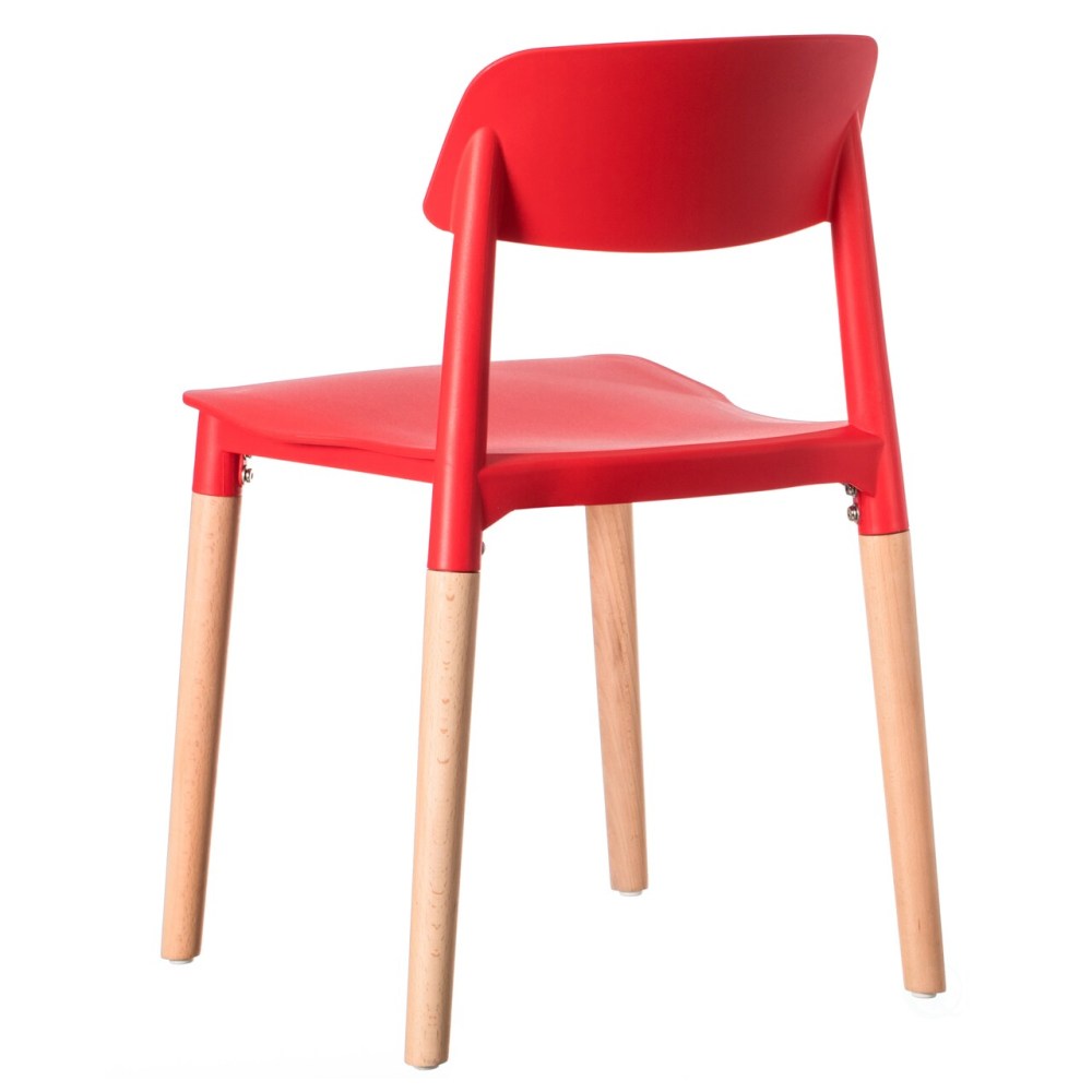 Modern Plastic Chair Open Back with Wood Legs