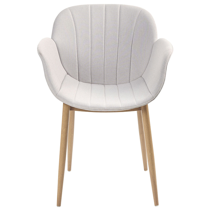 Dining Room Chairs Fabric Cover with Armrests Metal Legs Retro