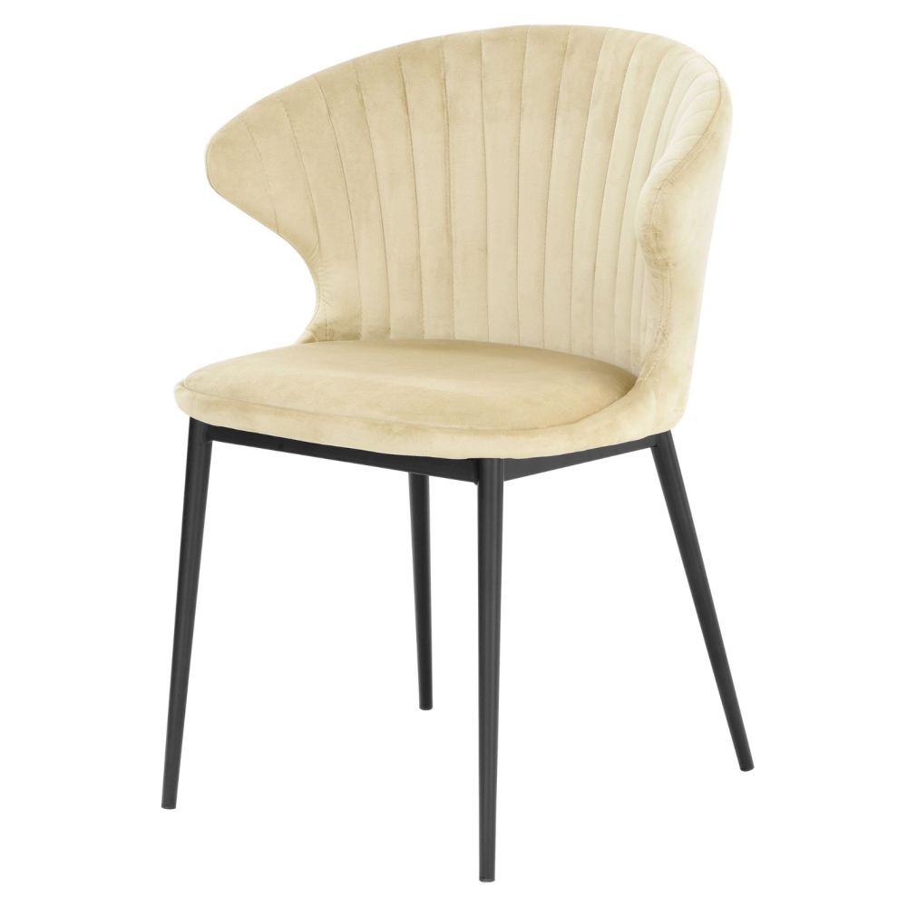 Velvet Dining Chairs with Black Powdered Coated Metal Legs
