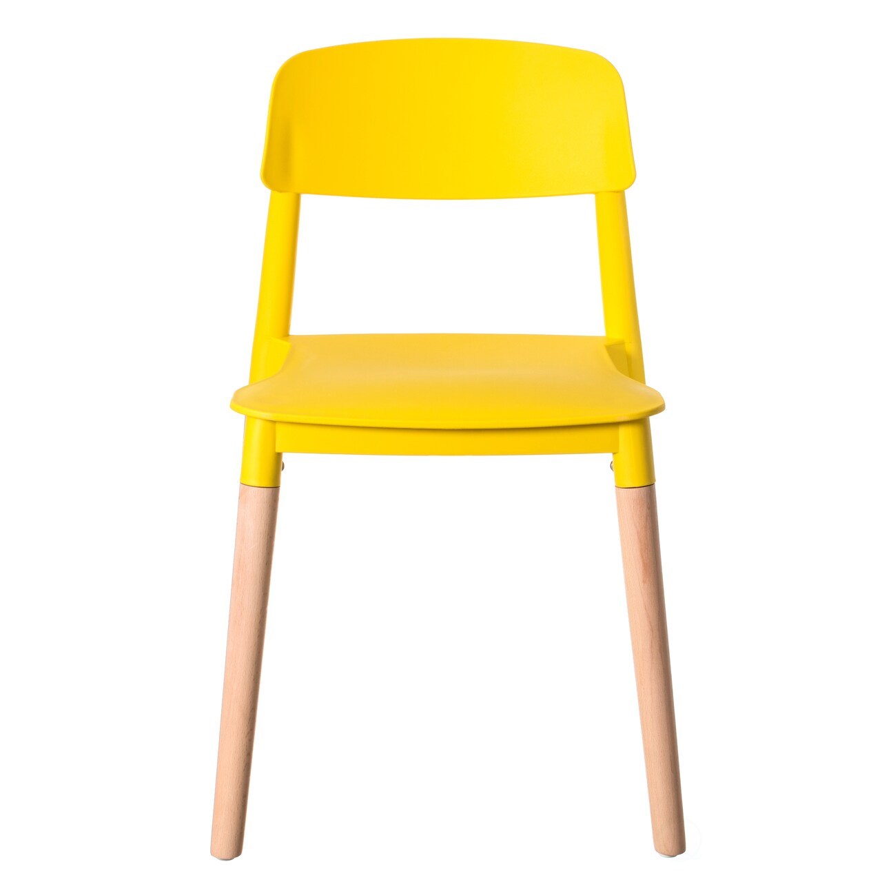 Modern Plastic Chair Open Back with Wood Legs