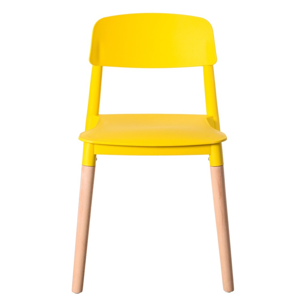 Modern Plastic Chair Open Back with Wood Legs