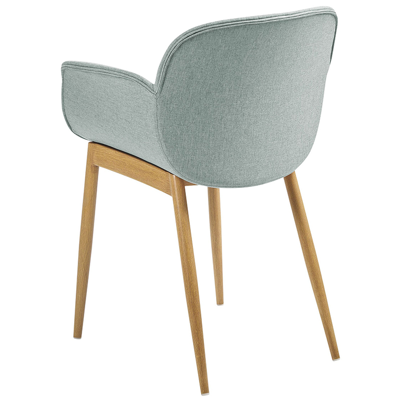 Dining Room Chairs Fabric Cover with Armrests Metal Legs Retro