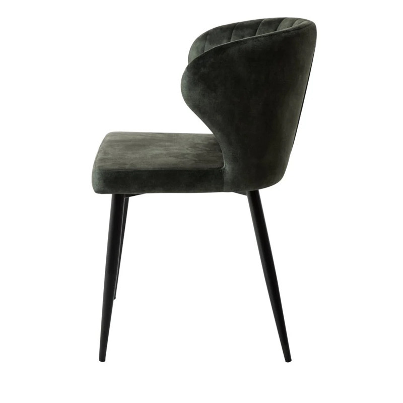 Velvet Dining Chairs with Black Powdered Coated Metal Legs