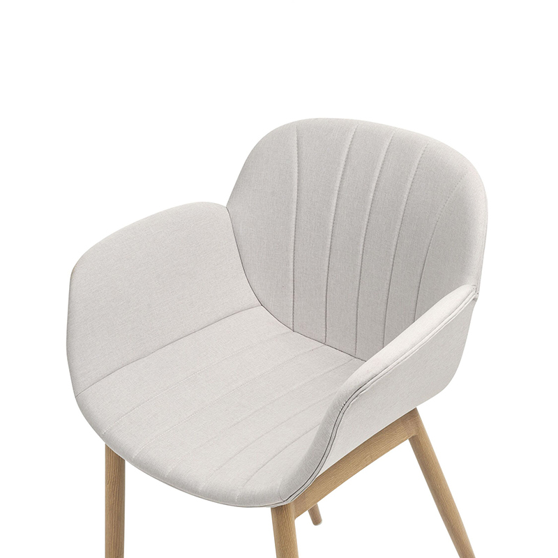 Dining Room Chairs Fabric Cover with Armrests Metal Legs Retro