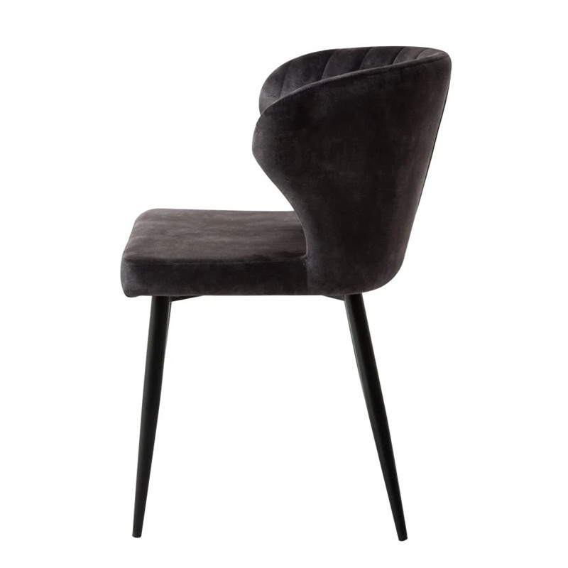 Velvet Dining Chairs with Black Powdered Coated Metal Legs