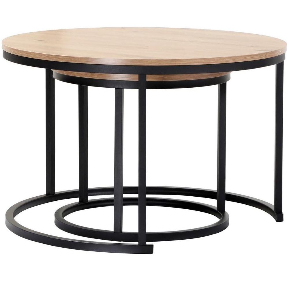 Round Nesting Coffee Table Set of 2 End Tables for Living Room