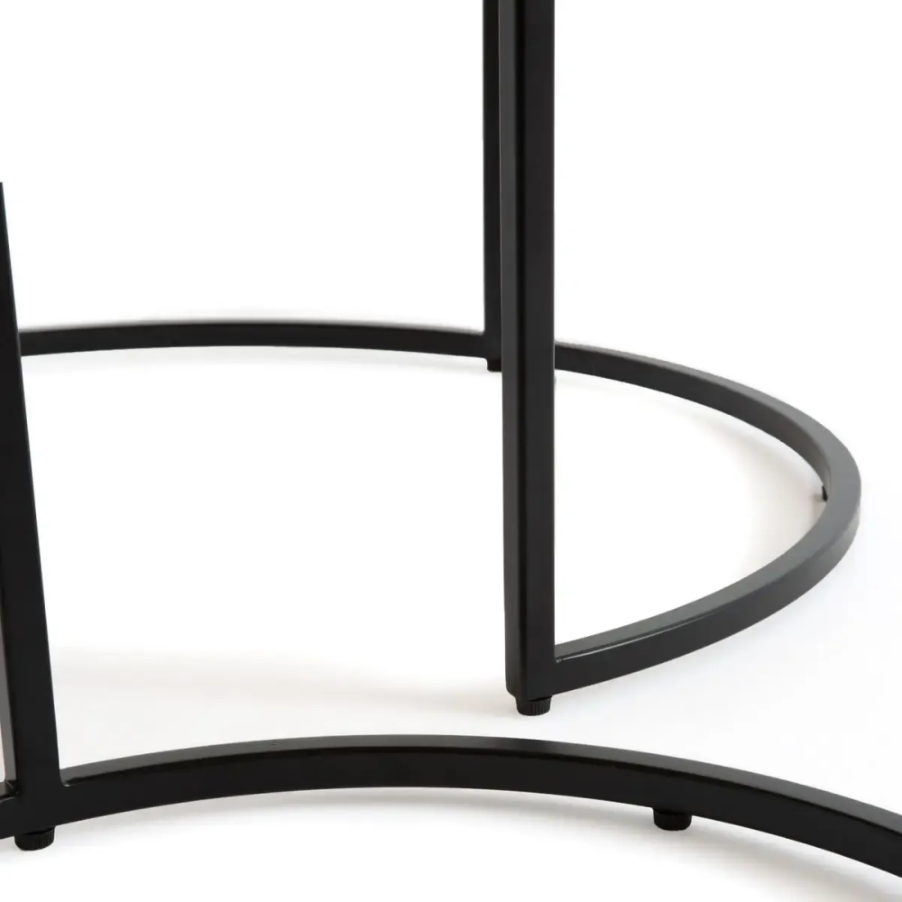 Round Nesting Coffee Table Set of 2 End Tables for Living Room