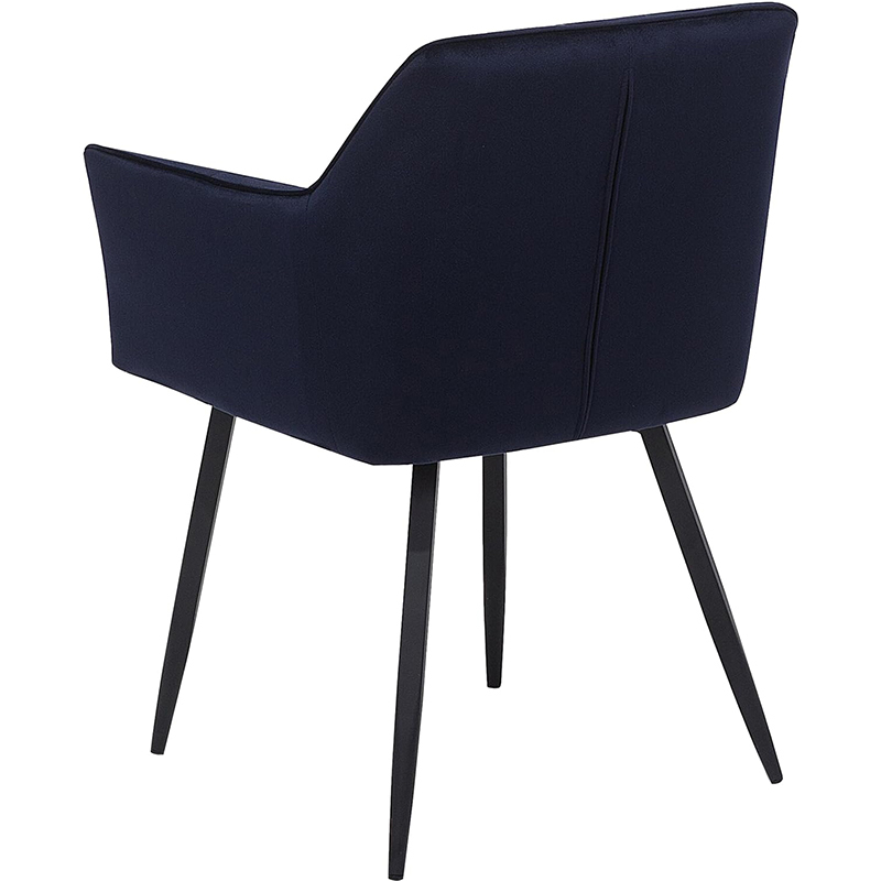 Velvet Fabric Armrest Dining Chair with Metal Legs Retro Style