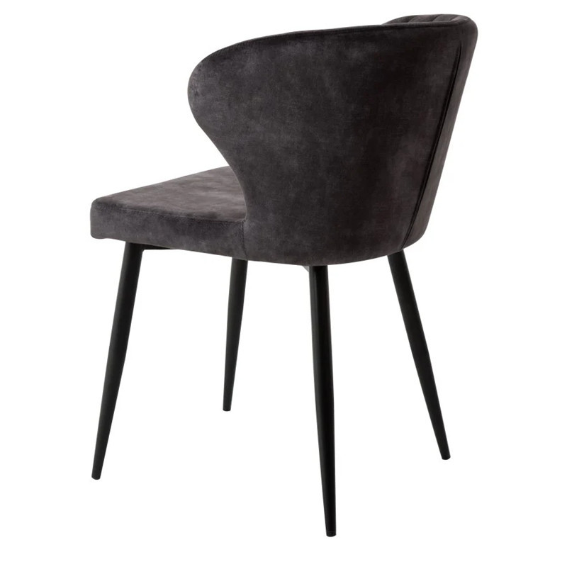 Velvet Dining Chairs with Black Powdered Coated Metal Legs