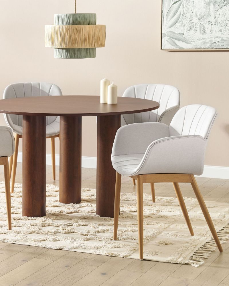 Dining Room Chairs Fabric Cover with Armrests Metal Legs Retro