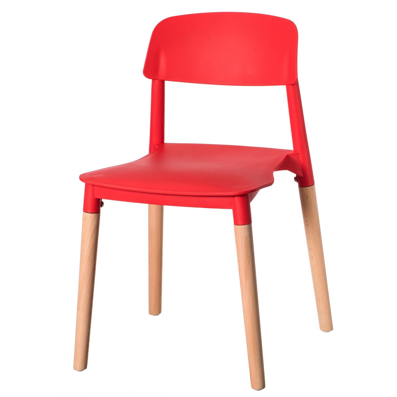 Modern Plastic Chair Open Back with Wood Legs
