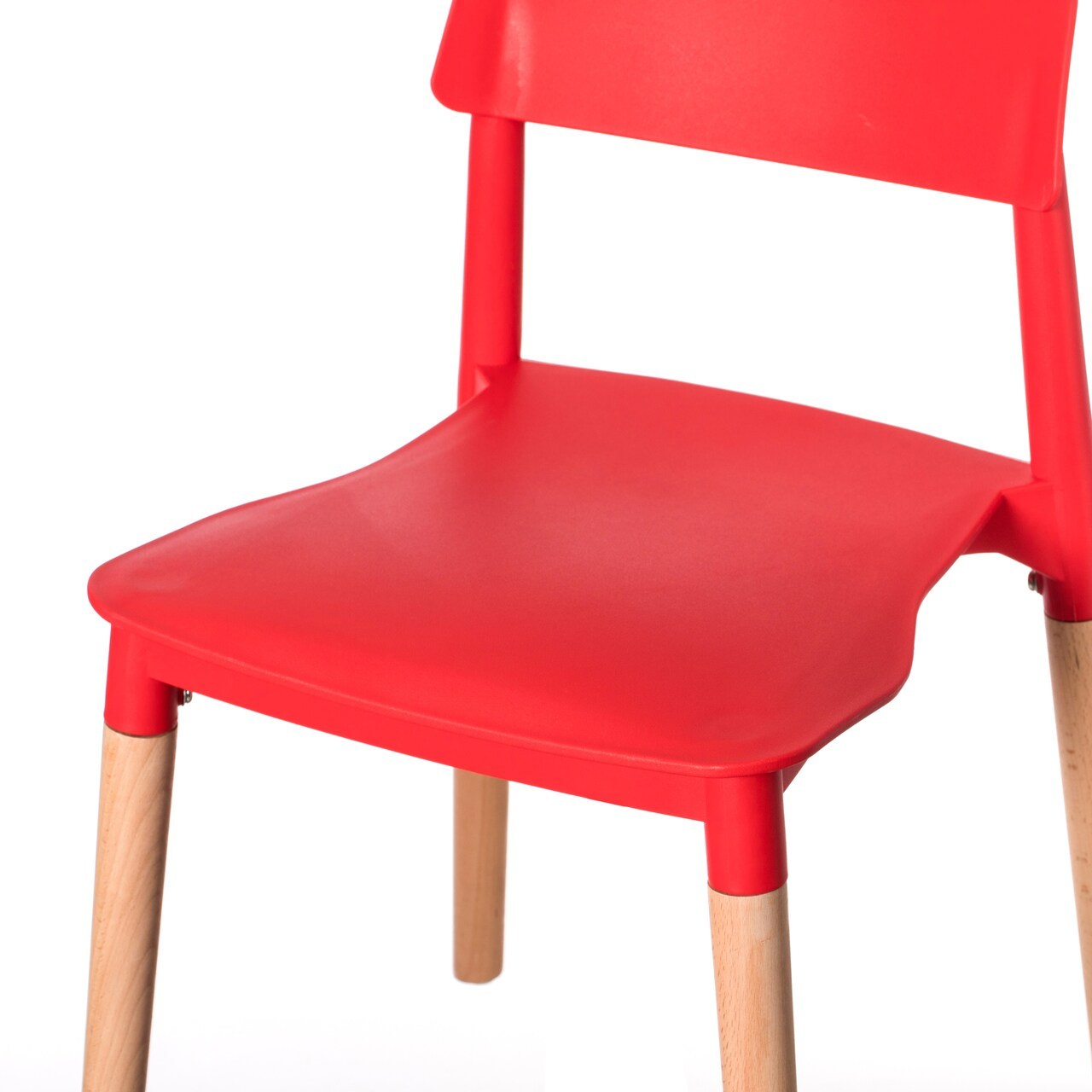 Modern Plastic Chair Open Back with Wood Legs
