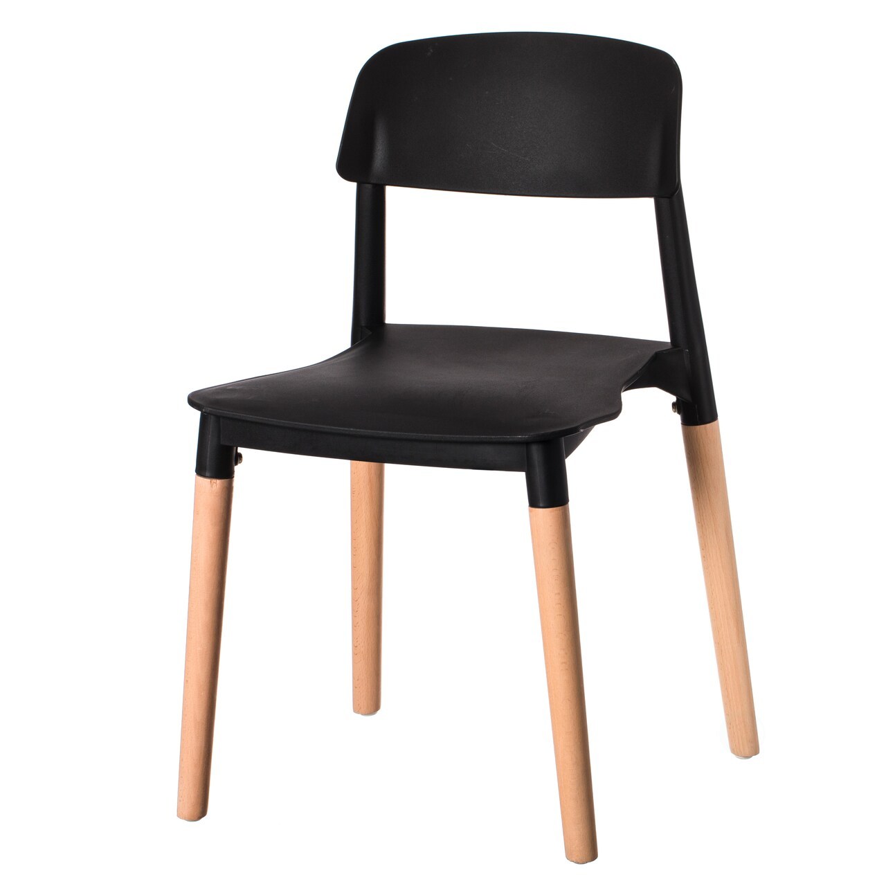 Modern Plastic Chair Open Back with Wood Legs