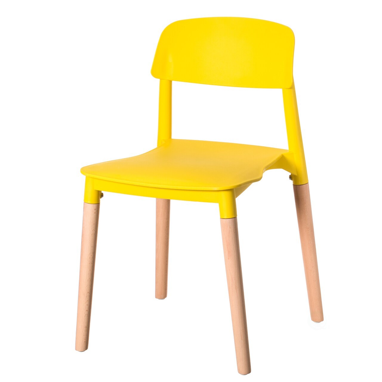 Modern Plastic Chair Open Back with Wood Legs