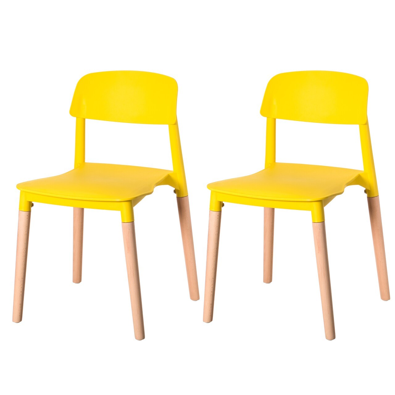 Modern Plastic Chair Open Back with Wood Legs