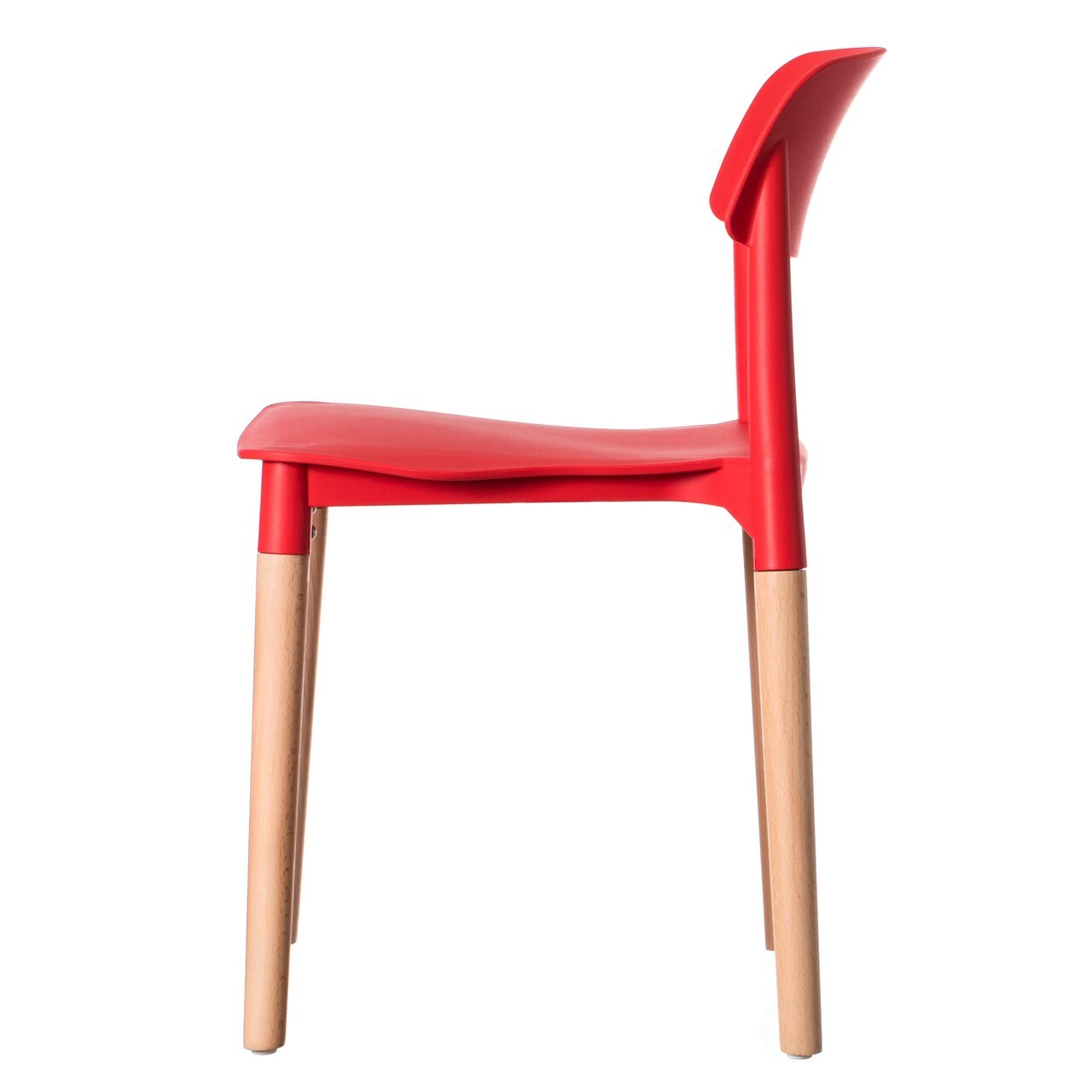 Modern Plastic Chair Open Back with Wood Legs