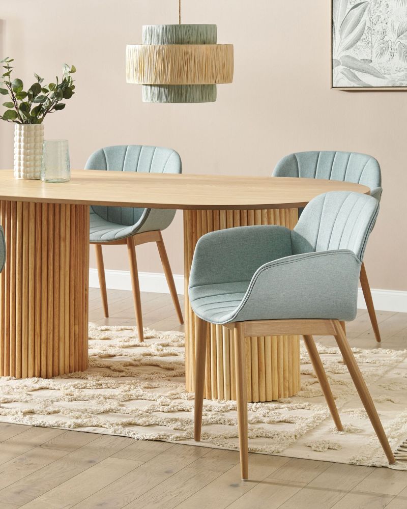 Dining Room Chairs Fabric Cover with Armrests Metal Legs Retro