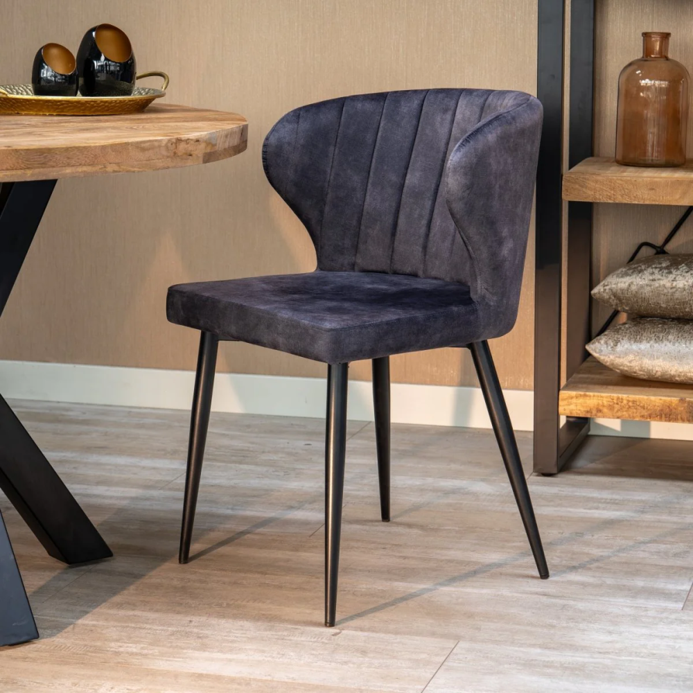 Velvet Dining Chairs with Black Powdered Coated Metal Legs