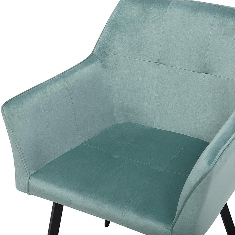 Velvet Fabric Armrest Dining Chair with Metal Legs Retro Style