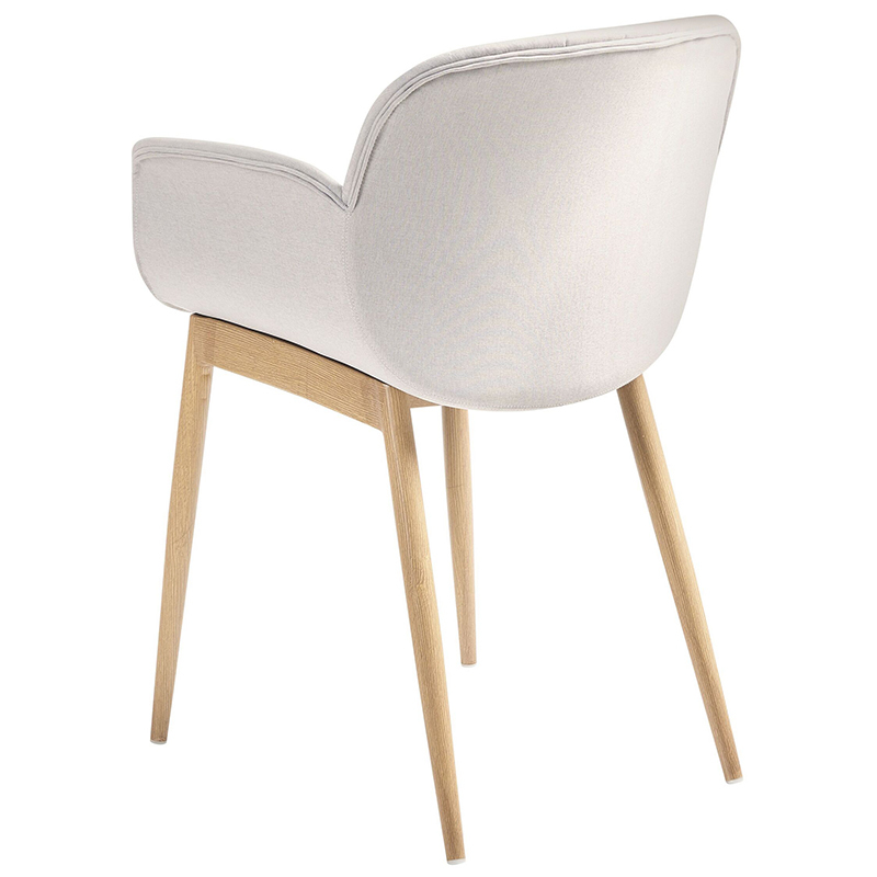 Dining Room Chairs Fabric Cover with Armrests Metal Legs Retro