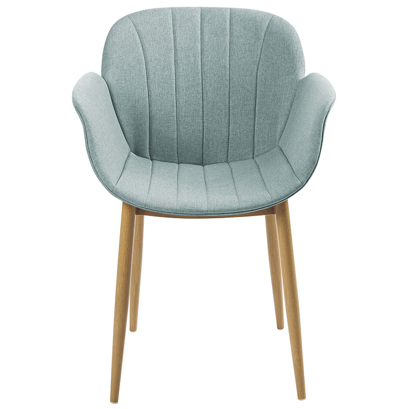 Dining Room Chairs Fabric Cover with Armrests Metal Legs Retro