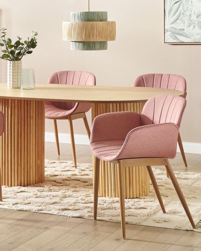 Dining Room Chairs Fabric Cover with Armrests Metal Legs Retro