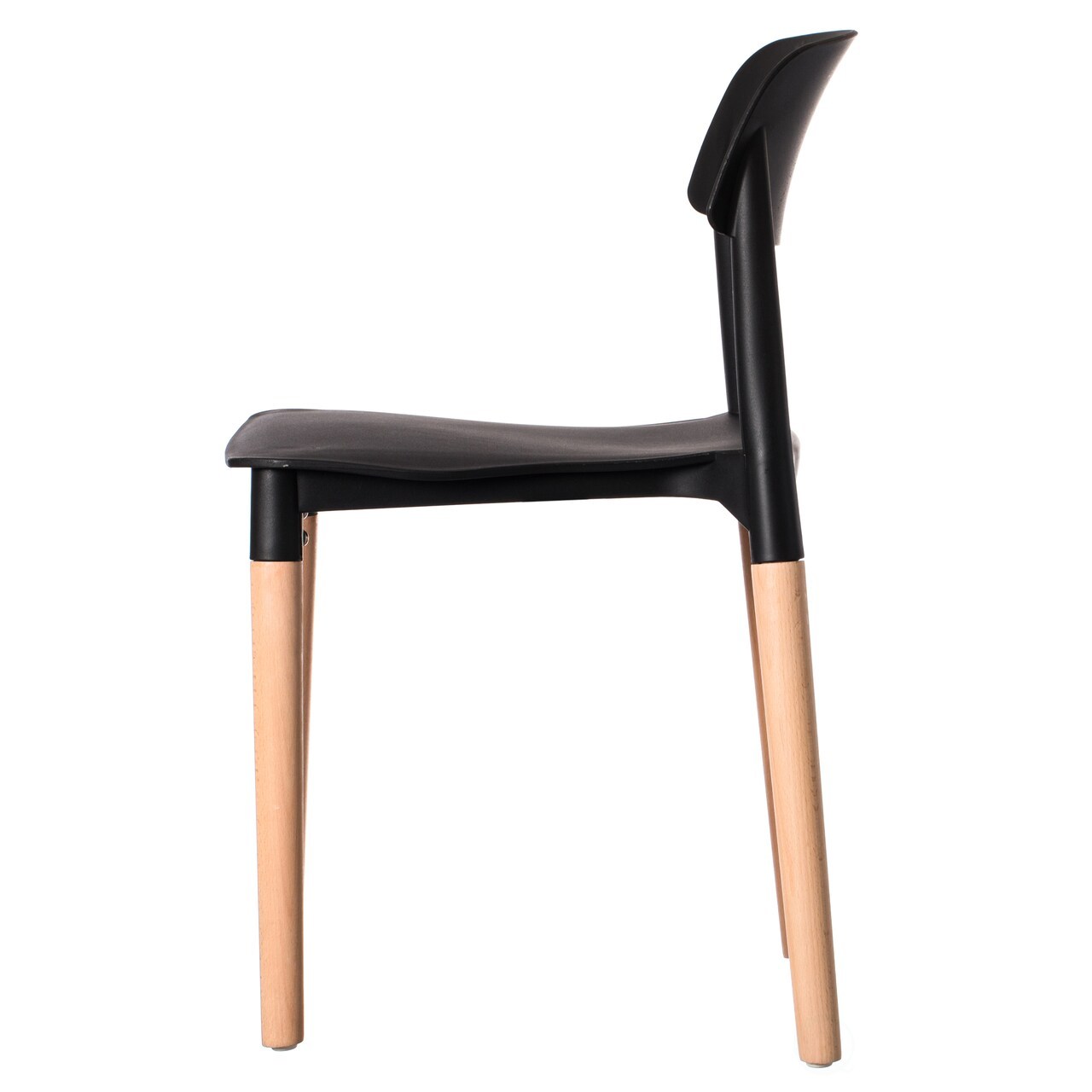 Modern Plastic Chair Open Back with Wood Legs
