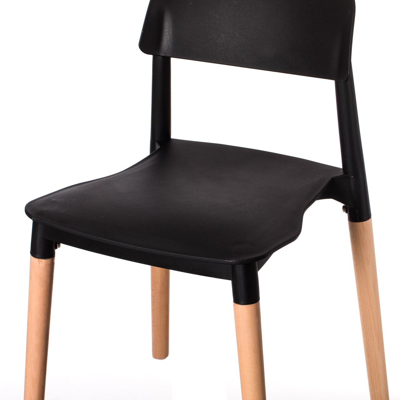 Modern Plastic Chair Open Back with Wood Legs
