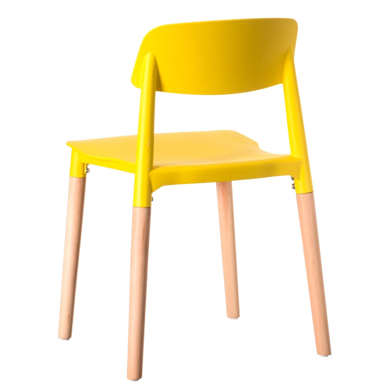 Modern Plastic Chair Open Back with Wood Legs