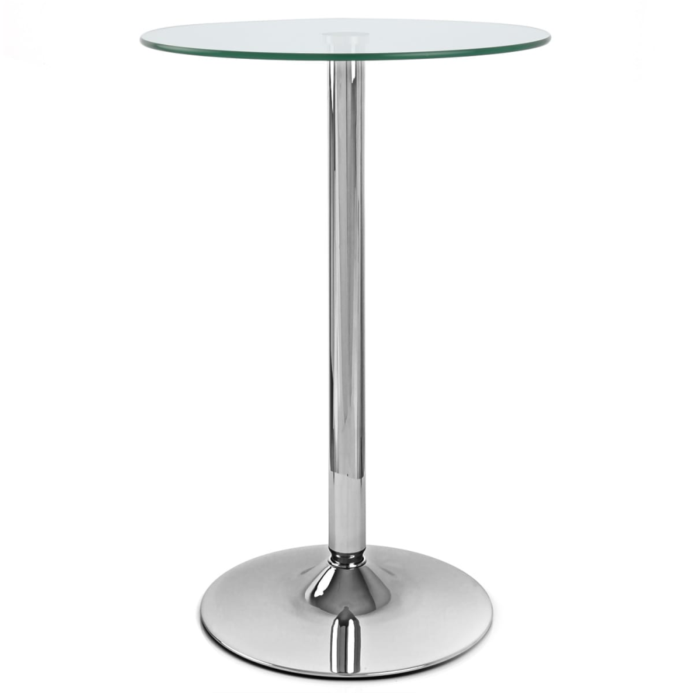 Bistro Table Round In Clear Glass Top With Chrome