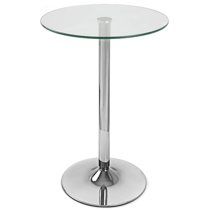 Bistro Table Round In Clear Glass Top With Chrome