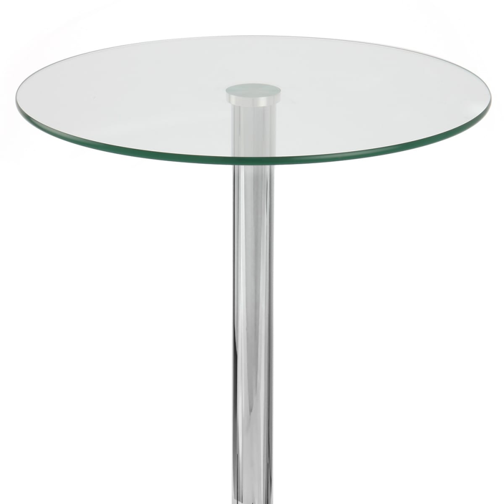 Bistro Table Round In Clear Glass Top With Chrome