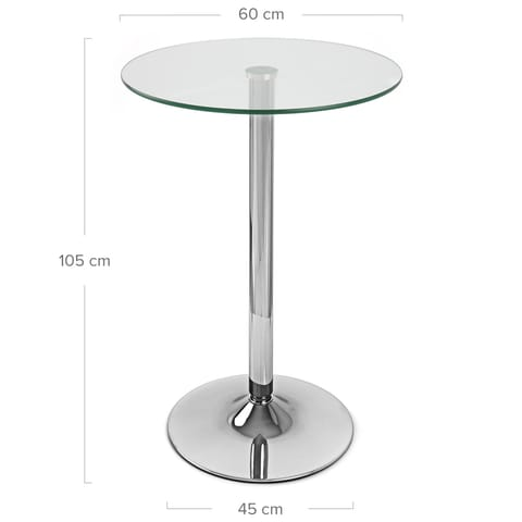 Bistro Table Round In Clear Glass Top With Chrome