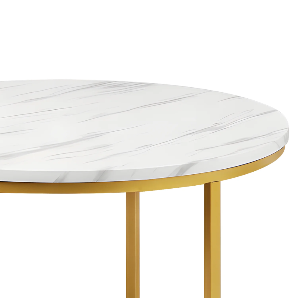 Modern Coffee Table Set of 2 Nesting Tables Marble Look Sofa End Side Tables