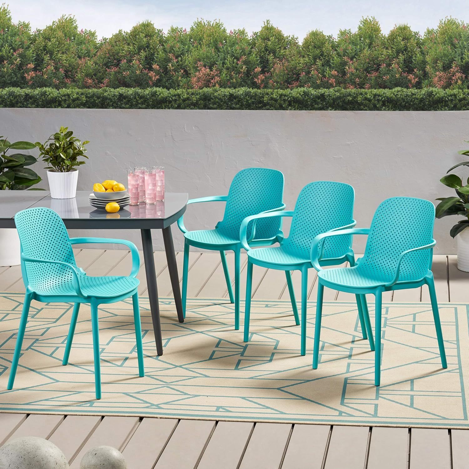 Scandinavian Dining Arm Chairs Plastic Solid Back Armchairs