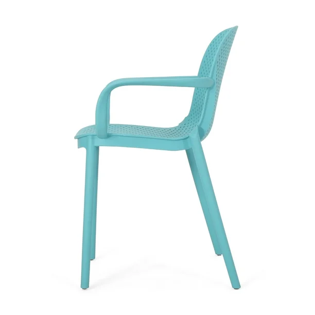 Scandinavian Dining Arm Chairs Plastic Solid Back Armchairs