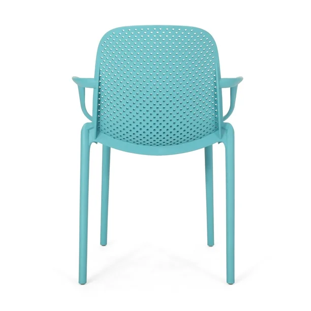 Scandinavian Dining Arm Chairs Plastic Solid Back Armchairs
