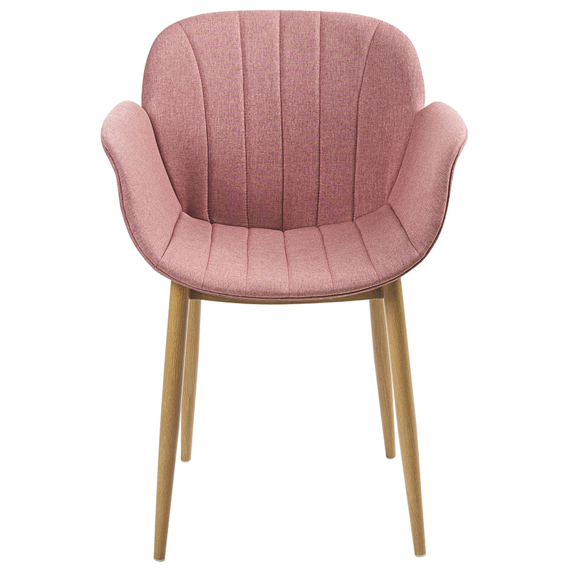 Dining Room Chairs Fabric Cover with Armrests Metal Legs Retro
