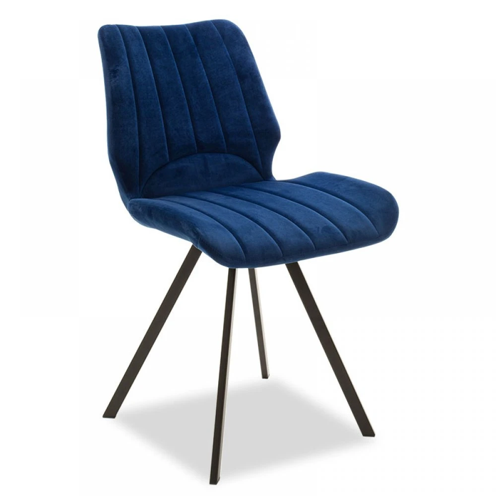 Dining Chair metallic black with velvet fabric