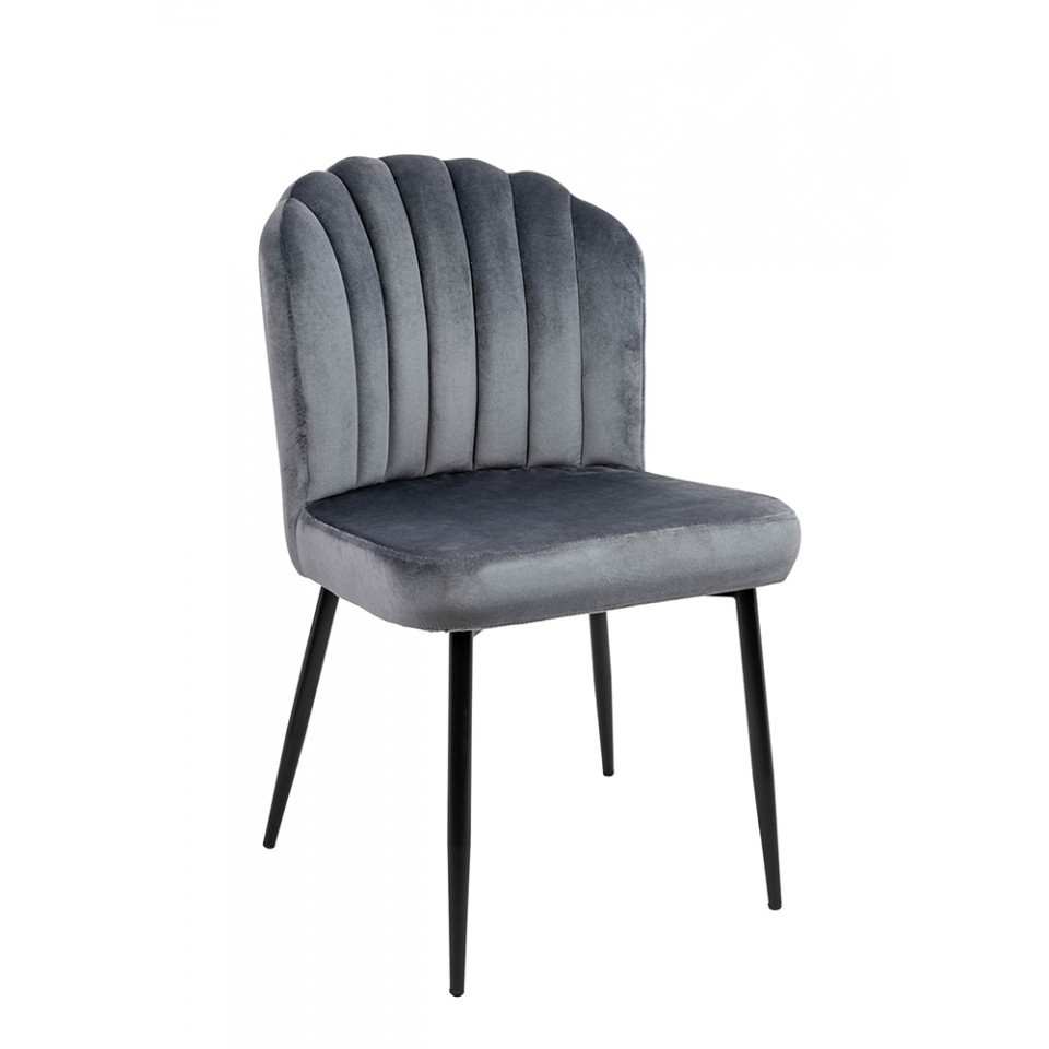 Upholstered Chair Velvet Matt Black Metal Legs
