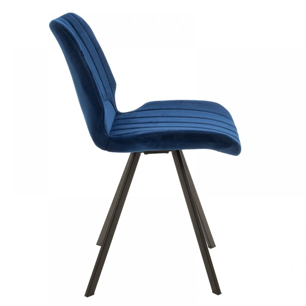 Dining Chair metallic black with velvet fabric