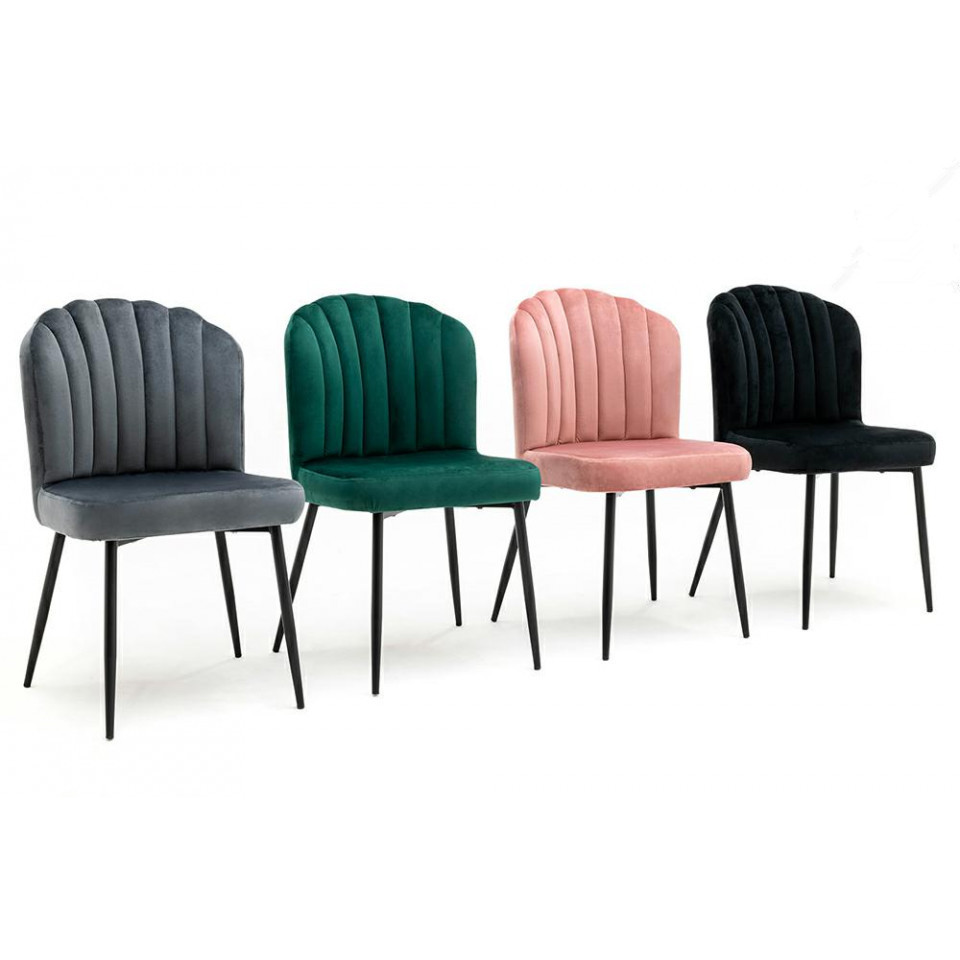 Upholstered Chair Velvet Matt Black Metal Legs