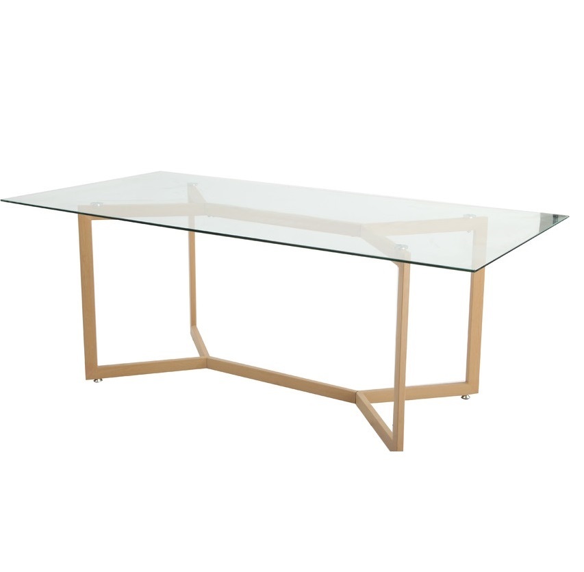Glass Table Dining Room Metal Bases Mocla