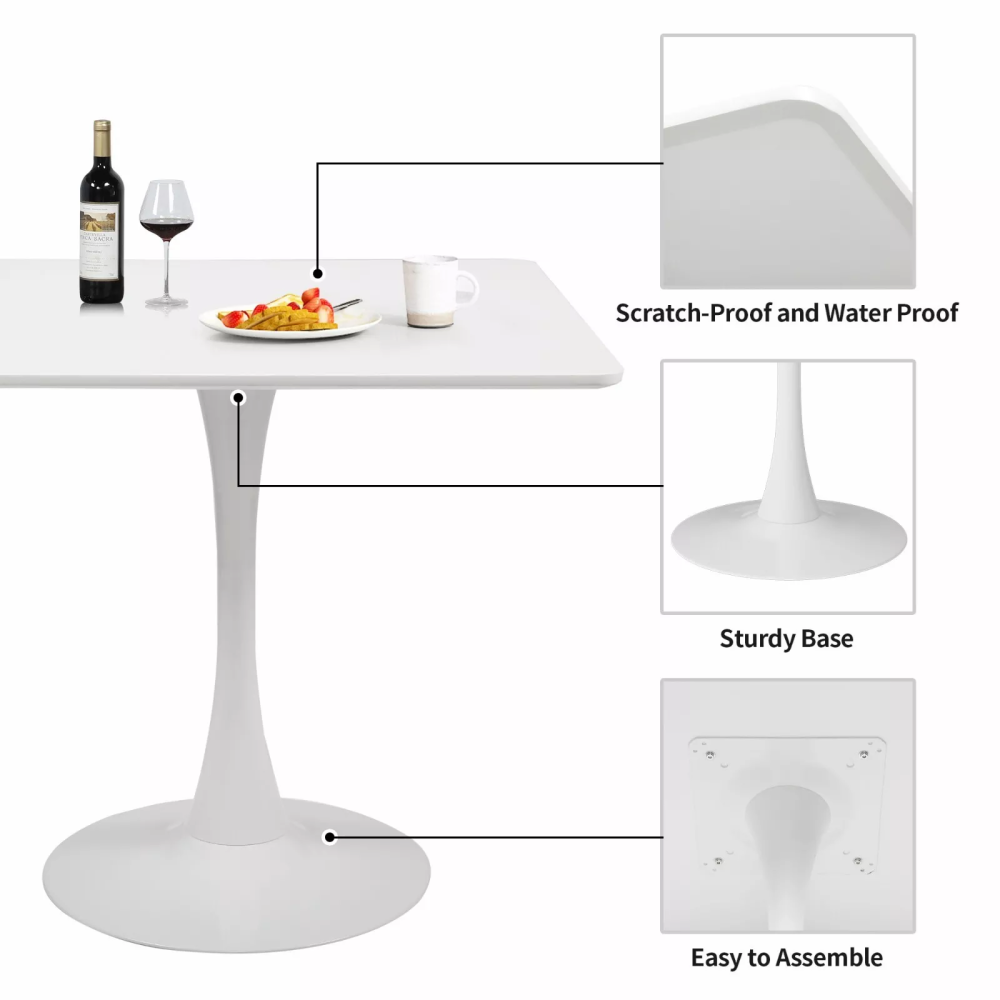 Square Modern Dining Table Pedestal Tulip Table Mid Century Coffee Table