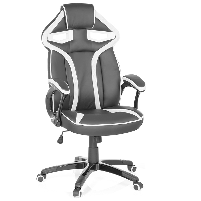 Gaming Chair Faux Leather Black/Green Desk Chair with Armrests High Back